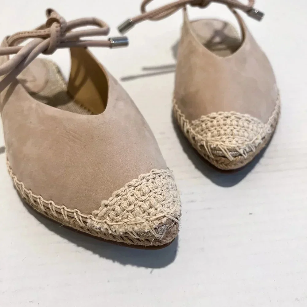 Shutz Laba Slingback Ankle Tie Classic Girly Bohemian Espadrille Flats 8.5 - Picture 4 of 8